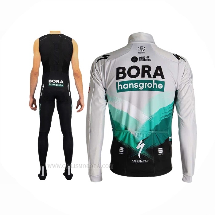 2021 Ropa Ciclismo Bora-Hansgrone Blanco Mangas Largas y Culotte Lunga